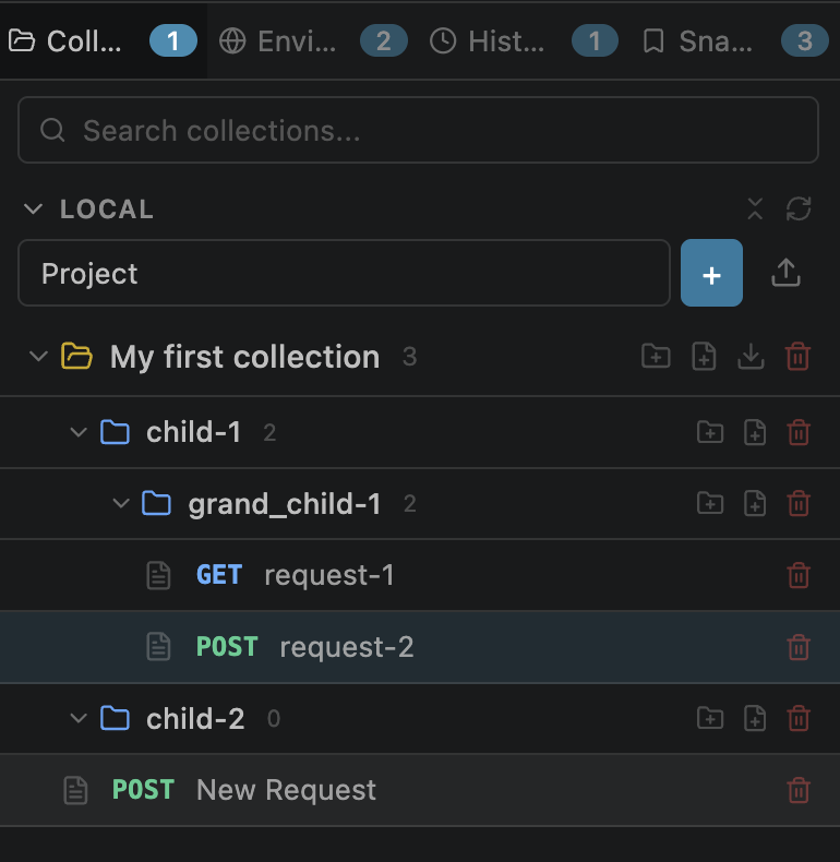Nested folders with child and grandchild structure